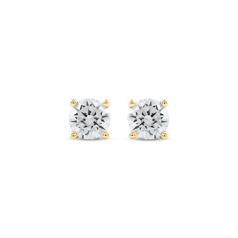 Main Image 2 of Previously Owned KAY Lab-Grown Diamonds Round-cut Solitaire Stud Earrings 3/4 ct tw 14K Yellow Gold (F/SI2)
