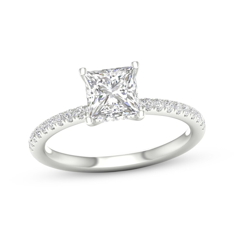 Main Image 1 of Previously Owned Lab-Grown Diamonds Princess-Cut Engagement Ring 1-3/4 ct tw 14K White Gold