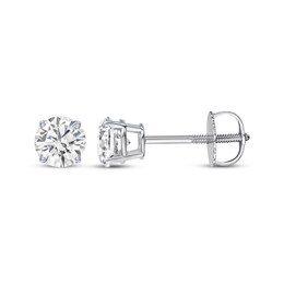 Previously Owned KAY Lab-Grown Diamonds Round-Cut Solitaire Stud Earrings 1 ct tw 14K White Gold (I/SI2)