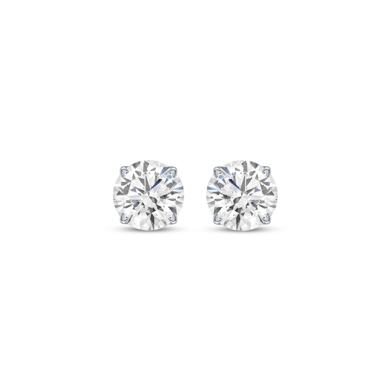 Main Image 2 of Previously Owned KAY Lab-Grown Diamonds Round-Cut Solitaire Stud Earrings 1 ct tw 14K White Gold (I/SI2)