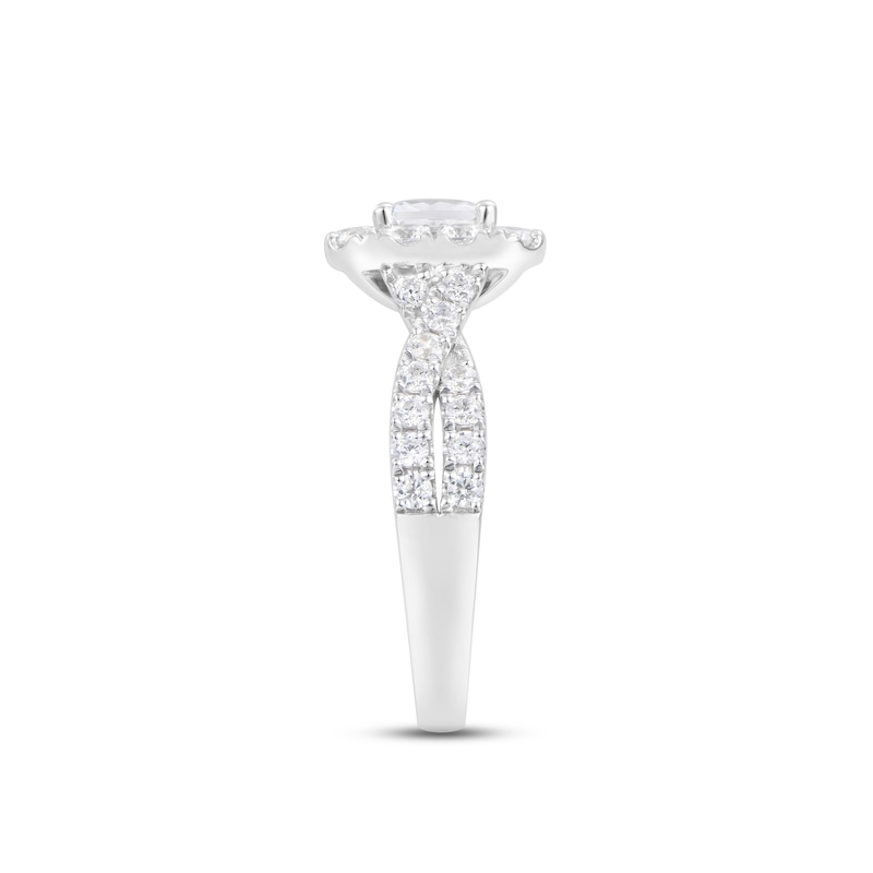 Main Image 2 of Previously Owned Diamond Engagement Ring 1-1/2 ct tw Radiant & Round-cut 14K White Gold