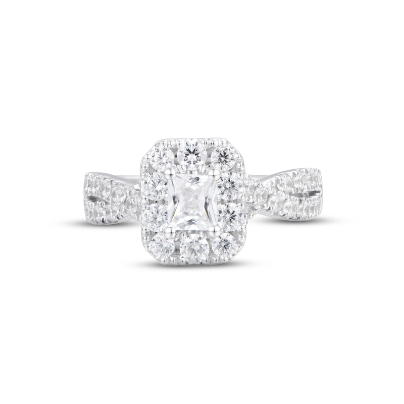 Main Image 4 of Previously Owned Diamond Engagement Ring 1-1/2 ct tw Radiant & Round-cut 14K White Gold