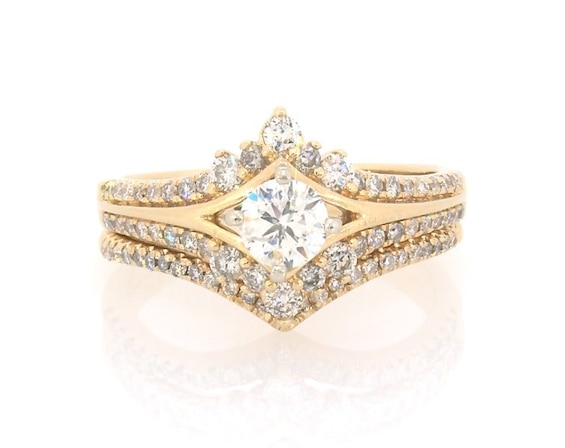 Previously Owned Round-Cut Diamond Bridal Set 1 ct tw 14K Two-Tone Gold Size 8.5