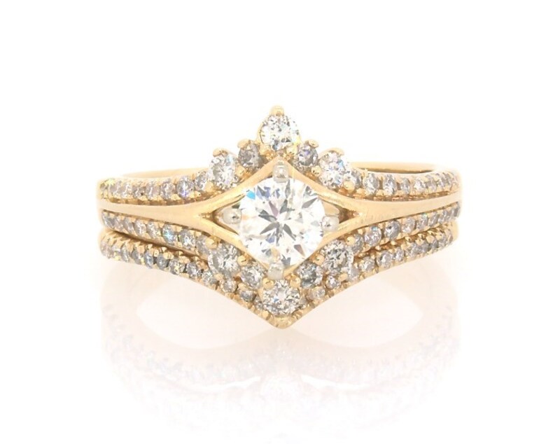 Main Image 1 of Previously Owned Round-Cut Diamond Bridal Set 1 ct tw 14K Two-Tone Gold Size 8.5