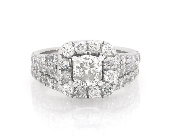 Previously Owned Neil Lane Cushion-Cut Diamond Halo Bridal Set 2-1/2 ct tw 14K White Gold Size