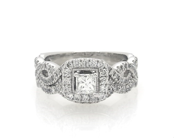 Previously Owned Neil Lane Princess-Cut Bridal Set 1-1/8 ct tw 14K White Gold Size 5