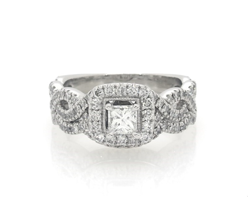 Main Image 1 of Previously Owned Neil Lane Princess-Cut Bridal Set 1-1/8 ct tw 14K White Gold Size 5