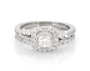 Thumbnail Image 1 of Previously Owned Monique Lhuillier Bliss Princess-Cut Diamond Halo Bridal Set 1-1/2 ct tw 18K White Gold Size 8