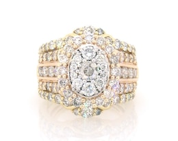 Previously Owned Multi-Diamond Oval Halo Bridal Set 2-5/8 ct tw 10K Two-Tone Gold Size 4.75