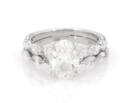Previously Owned Neil Lane Artistry Oval-cut Lab-Grown Diamond Bridal Set 3-1/4ct tw 14K White Gold size 6