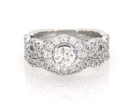 Previously Owned Neil Lane Round-Cut Diamond Halo Bridal Set 1-1/4 ct tw 14K White Gold Size 5.25