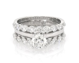 Previously Owned Round-Cut Diamond Bridal Set 1-5/8 ct tw 14K White Gold Size 5.5