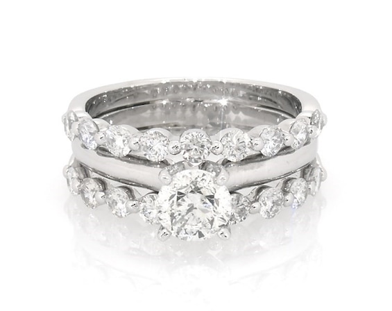 Previously Owned Round-Cut Diamond Bridal Set 1-5/8 ct tw 14K White Gold Size 5.5
