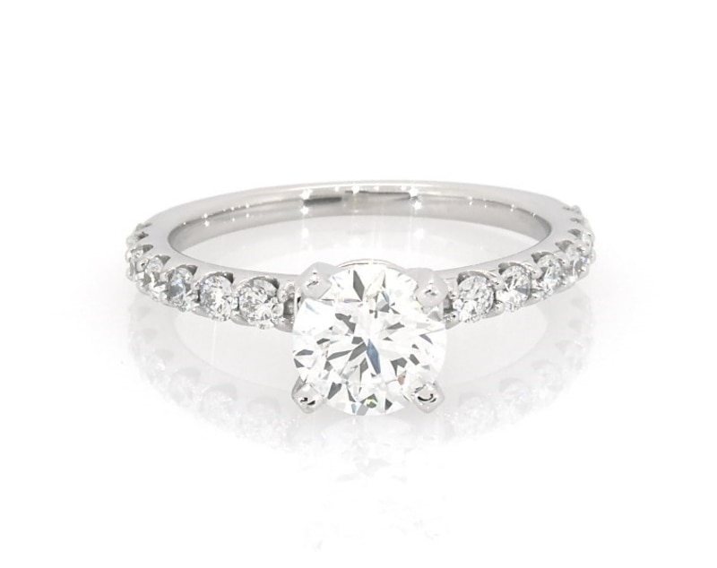 Main Image 1 of Previously Owned Round-Cut Lab-Grown Diamond Engagement Ring 1-5/8 ct tw 14K White Gold Size 7