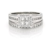 Thumbnail Image 1 of Previously Owned Princess-Cut Quad Diamond Bridal Set 7/8 ct tw 14K White Gold Size 7.75