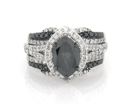 Previously Owned Marquise-Cut Black & White Diamond Bridal Set 3 ct tw 14K White Gold Size 5.25