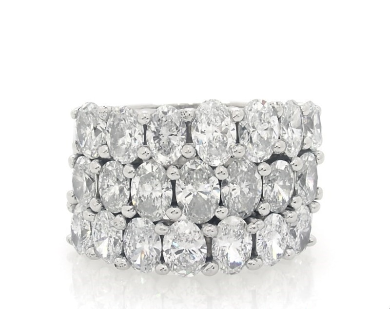 Main Image 1 of Previously Owned Oval-Cut Lab-Grown Diamond Anniversary Ring Set 5-7/8 ct tw 14K White Gold Size 10