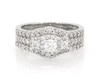 Thumbnail Image 1 of Previously Owned Round-Cut Diamond Cushion Halo Bridal Set 7/8 ct tw 14K White Gold Size 6