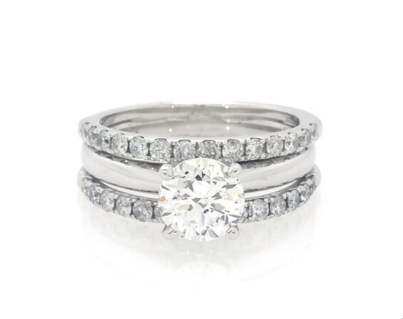 Previously Owned Round-Cut Diamond Bridal Set 1-3/8 ct tw 14K White Gold Size 3.75