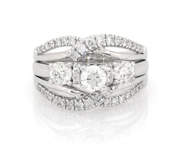Previously Owned Round-Cut Diamond Three-Stone Bridal Set 2 ct tw 14K White Gold Size 11