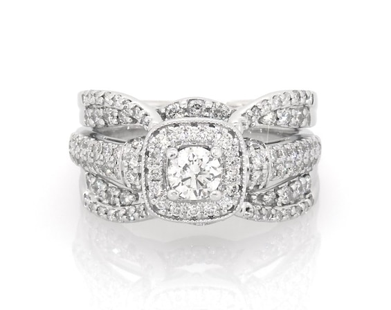 Previously Owned Round-Cut Diamond Bridal Set 1-1/8 ct tw 14K White Gold Size 6.5