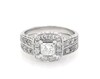 Thumbnail Image 1 of Previously Owned Princess-Cut Diamond Halo Bridal Set 1-1/5 ct tw 14K White Gold Size 5.25
