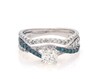 Thumbnail Image 1 of Previously Owned Round-Cut White & Blue Diamond Bridal Set 7/8 ct tw 14K White Gold Size 4.75