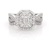 Thumbnail Image 1 of Previously Owned Baguette-Cut Diamond Double Halo Bridal Set 1-1/8 ct tw 14K White Gold Size 8.5