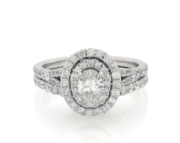 Previously Owned Neil Lane Oval-Cut Diamond Double Halo Bridal Set 1-1/2 ct tw 14K White Gold Size 7