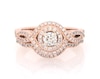 Thumbnail Image 1 of Previously Owned Round-Cut Diamond Halo Twist Bridal Set 3/4 ct tw 14K Rose Gold Size 5.5