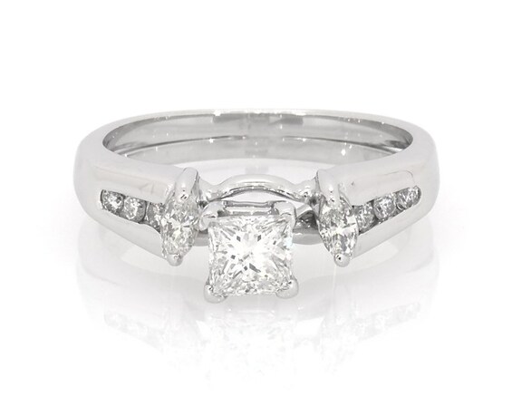 Previously Owned Princess & Marquise-Cut Diamond Engagement Ring 3/4 ct tw 14K White Gold 6
