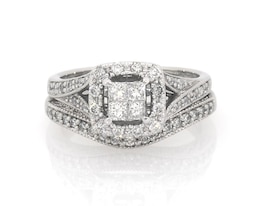 Previously Owned Princess-Cut Quad Diamond Bridal Set 5/8 ct tw 14K White Gold Size 5.25