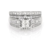 Thumbnail Image 1 of Previously Owned Princess-Cut Quad Diamond Bridal Set 1-1/8 ct tw 14K White Gold Size 6.75