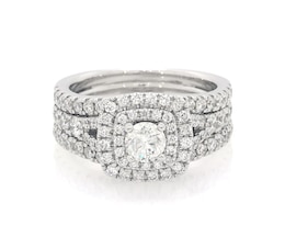 Previously Owned THE LEO First Light Diamond Round-Cut Bridal Set 1-3/8 ct tw 14K White Gold Size 6.25