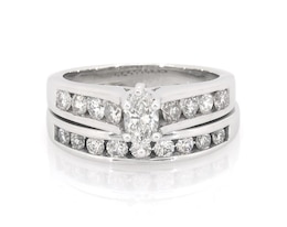 Previously Owned Marquise-Cut Diamond Bridal Set 1-1/6 ct tw 14K White Gold Size 7