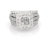 Thumbnail Image 1 of Previously Owned Princess-Cut Quad Diamond Halo Bridal Set 3-7/8 ct tw 14K White Gold Size 6.5