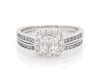 Thumbnail Image 1 of Previously Owned Princess-Cut Quad Diamond Halo Bridal Set 1-1/8 ct tw 14K White Gold Size 8.25