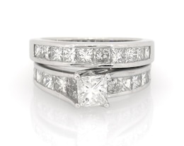 Previously Owned Princess-Cut Diamond Bridal Set 2-7/8 ct tw 14K White Gold Size 7