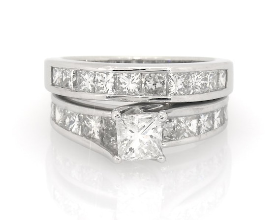 Previously Owned Princess-Cut Diamond Bridal Set 2-7/8 ct tw 14K White Gold Size 7