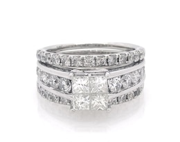 Previously Owned Princess-Cut Quad Diamond Bridal Set 2-3/4 ct tw 14K White Gold Size 7.25