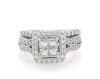 Thumbnail Image 1 of Previously Owned Princess-Cut Quad Diamond Bridal Set 1-1/5 ct tw 14K White Gold Size 6.75