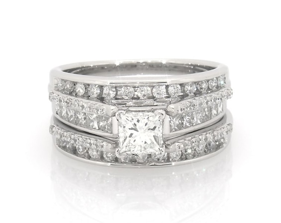 Previously Owned Princess-Cut Diamond Bridal Set 1 ct tw 14K White Gold Size 5.5