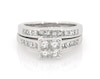 Thumbnail Image 1 of Previously Owned Princess-Cut Quad Diamond Bridal Set 1-1/6 ct tw 14K White Gold Size 5.5