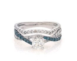 Previously Owned Round-Cut White & Blue Diamond Bridal Set 7/8 ct tw 14K White Gold Size 8