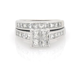 Previously Owned Princess-Cut Quad Diamond Bridal Set 2-3/8 ct tw 14K White Gold Size 5.5