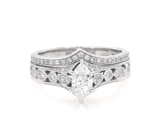 Previously Owned Neil Lane Marquise-Cut Diamond Bridal Set 7/8 ct tw 14K White Gold Size 7