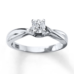 Previously Owned Diamond Solitaire Ring 3/8 Carat Round-cut 14K White Gold (I/I2)