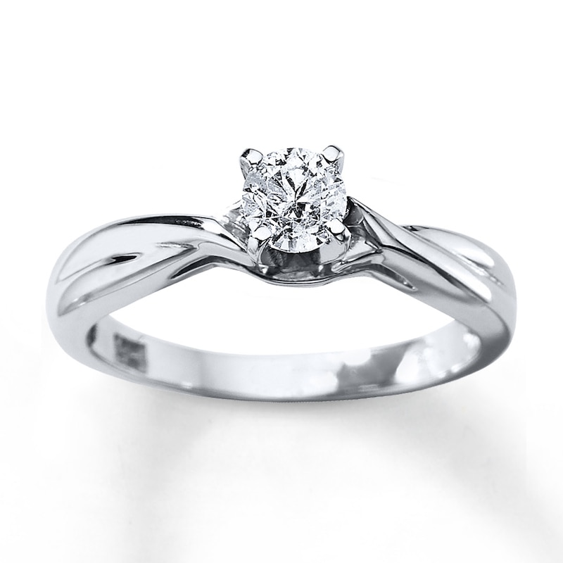 Main Image 1 of Previously Owned Diamond Solitaire Ring 3/8 Carat Round-cut 14K White Gold (I/I2)