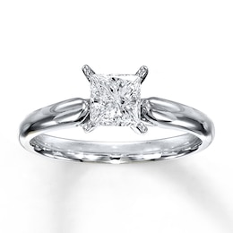 Previously Owned Diamond Solitaire Ring 3/4 carat Princess-cut 14K White Gold (K/I2)