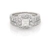 Thumbnail Image 1 of Previously Owned Princess-Cut Diamond Halo Bridal Set 1-1/5 ct tw 14K White Gold Size 5